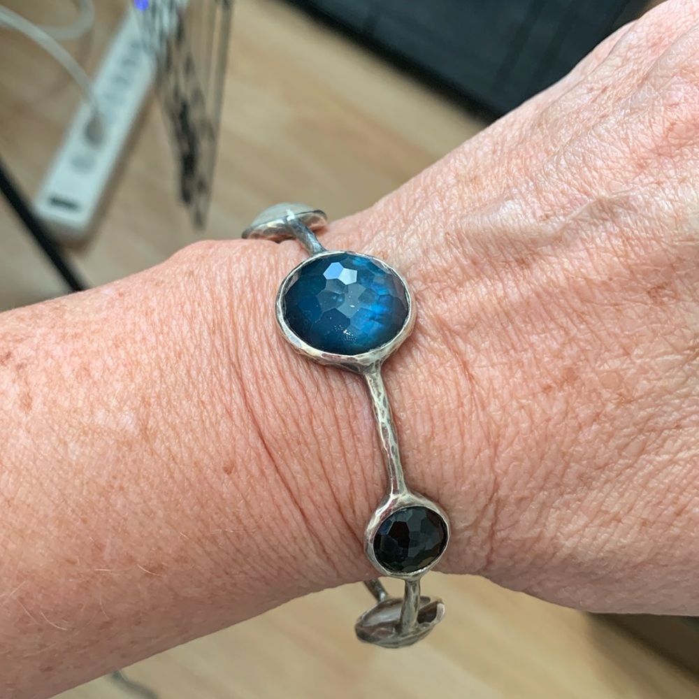 Ippolita 6 stone bangle sterling silver bracelet